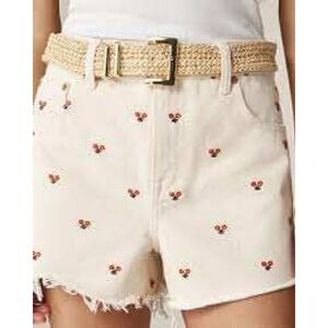 J.Crew Floral Embroidered Denim Shorts Ecru Wash Size 31 / 12 Cottage CK090